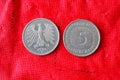 Old german marks dated from 1976 and 1991 coins Royalty Free Stock Photo