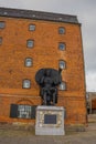 COPENHAGEN, DENMARK: Monument I Am Queen Mary near a building of Royal Cast Collection in Copenhagen