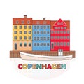 Copenhagen Denmark, old european city icon