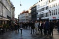 Christms shoppers and travelers in Copenhagen Denmark