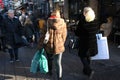 Christms shoppers and travelers in Copenhagen Denmark