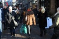 Christms shoppers and travelers in Copenhagen Denmark