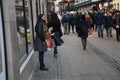 Christms shoppers and travelers in Copenhagen Denmark