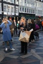 Christms shoppers and travelers in Copenhagen Denmark