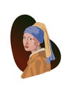 Copenhagen, Denmark - November 3, 2022. Girl With A Pearl Earring by Johannes Vermeer. Vector recreation