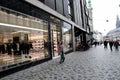 Copenhagen/Denmark 12.November 2018. Shoppers pass by Saint Laurent Paris store on Kobmagergade in danis capital Copenahgen