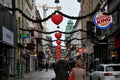 Stroeget financvial street decorated with christmas spirit Royalty Free Stock Photo