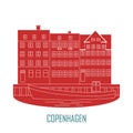 Copenhagen Denmark, old european city icon