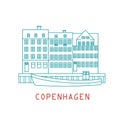 Copenhagen Denmark, old european city icon