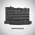 Copenhagen Denmark, old european city icon
