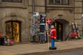 Copenhagen, Denmark: Real soldier figure as attraction of a souvenir shop, in the urban center of the city of Copenhagen