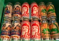 Popilar danish beer by Mikkeller brewery with bright comic design of cans of drinks