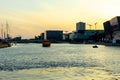 Copenhagen. Denmark. 12. September. 2021. Beautiful buildings on the bank of the canal in Copenhagen, on the sunset Royalty Free Stock Photo