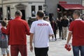 FOOTBALL FANS FROM POLAND IN COPENHAAGEN Royalty Free Stock Photo