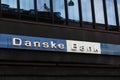 Danske bank logo on front of branch. Danske bank is the largest bank in Denmark and a major retail bank in the northern European r