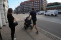 Fathers mind their infat childen in Copenhagen Denmark