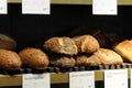 Various breads at baker shop in Copenhagen Denmark