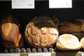 Various breads at baker shop in Copenhagen Denmark