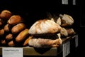 Various breads at baker shop in Copenhagen Denmark