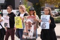 Vegan and vegetarians for animal liberation protest at a demonstration against cruelty towards animals and eating meat and dairy p Royalty Free Stock Photo