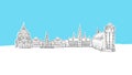 Copenhagen Denmark Skyline Panorama Vector Sketch