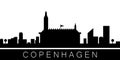 Copenhagen detailed skyline. Vector postcard illustration