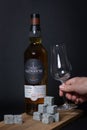 Copenhagen, june 1st 2023, - Scotch highland whisky, glengoyne, on serving tray with tall glencarin glass and icelandic whisky