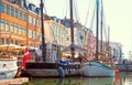 Copenhagen, Nyhavn famous landmark and entertainment district Royalty Free Stock Photo