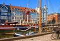 Copenhagen, Nyhavn harbor famous touristic landmark Royalty Free Stock Photo