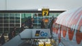 Passengers of EasyJet airline enter the airplane Royalty Free Stock Photo