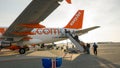 Passengers of EasyJet airline enter the airplane Royalty Free Stock Photo