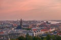 Copenhagen skyline with industrial harbor area at sunrise Royalty Free Stock Photo