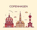 Copenhagen skyline trendy vector linear style