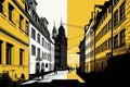 Copenhagen Travel Illustration, Denmark Tourism Concept, Western Europe Drawing Imitation, AI Generative Content