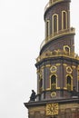 Copenhagen vor frelsers church old famous serpentine tower. Denmark