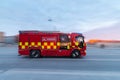 Copenhagen Zealand - Denmark 02 February 2021: Fire fighters truck drives in Copenhagen - Copenhagen Fire Department -