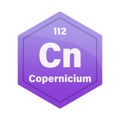 Copernicium chemical tile. Atomic number 112. Cn chemical sign. Bright purple Vector element. Royalty Free Stock Photo
