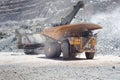 Huge dump trucks in an open pit Copper mine Royalty Free Stock Photo