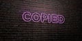 COPIED -Realistic Neon Sign on Brick Wall background - 3D rendered royalty free stock image