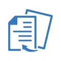 Copied, sheet icon. Blue vector sketch