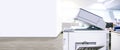 Close up the photocopier or photocopy machine office equipment workplace for scanner or scanning document and