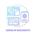 Copies of documents blue gradient concept icon