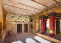 Copies of fresco in a hall at the palace of Knossos, famous ancient city in Crete. Royalty Free Stock Photo