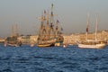 Copies of old sailing ships that participated, Saint Petersburg Royalty Free Stock Photo