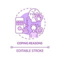 Coping reasons purple concept icon