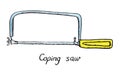 Coping saw, hand drawn doodle sketch in pop art style