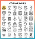 Coping skills concept line icons