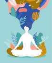 Coping with stress and anxiety using mindfulness, meditation and yoga. Vector background in pastel vintage colors with a Royalty Free Stock Photo