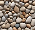 Copious brown pebbles arranged in a pattern on an empty background