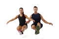 Cople doing one leg squat Royalty Free Stock Photo